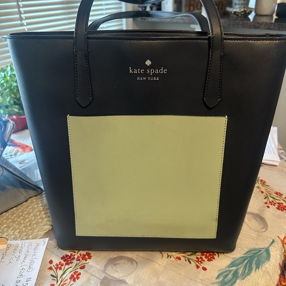 Kate Spade Black Tote with Green Accent